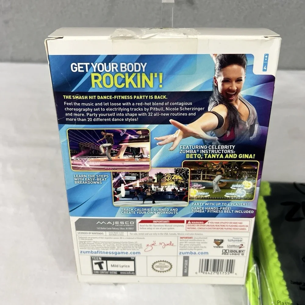 Zumba Fitness 2 Nintendo Wii NEW SEALED Game & Belt Bundle Majesco COMPLETE BOX